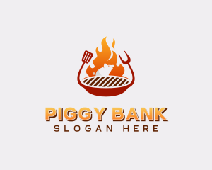 Roast Pig Grilling BBQ logo design