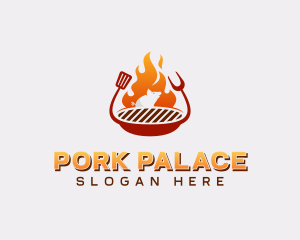 Roast Pig Grilling BBQ logo design