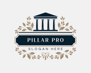 Greek Column Pillar Structure logo design