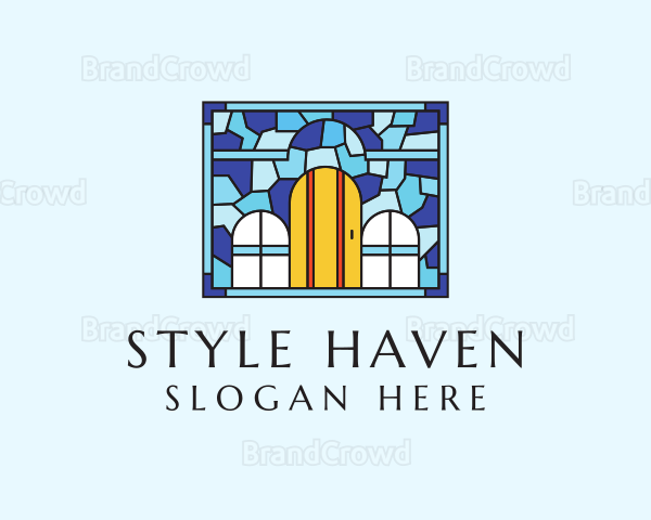 Decorative House Stained Glass Logo