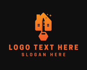 Gradient - Orange HHouse Key logo design