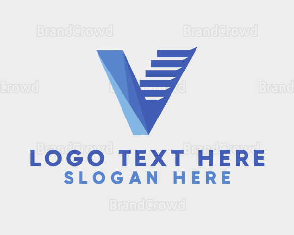 Modern Staircase Letter V Logo