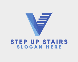 Staircase - Modern Staircase Letter V logo design