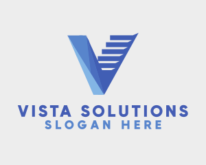 Modern Staircase Letter V logo design