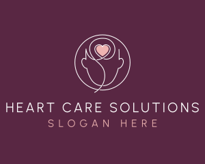 Mental Health Brain Heart logo design