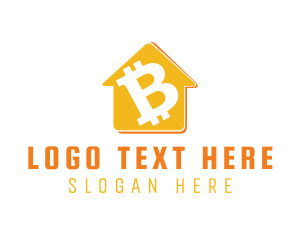 Cryptocurrency - Yellow Bitcoin House logo design