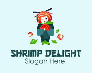 Shrimp - Japanese Sushi Geisha logo design