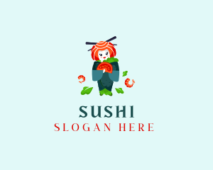 Japanese Sushi Geisha logo design