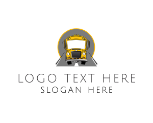 Road - Yellow School Bus logo design