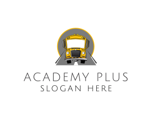 School - Yellow School Bus logo design