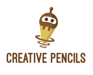 Robot Chocolate Ice Cream logo design