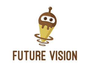 Robot Chocolate Ice Cream logo design