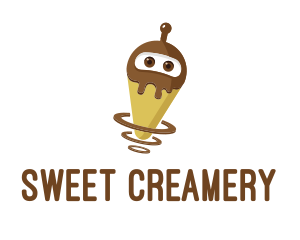 Robot Chocolate Ice Cream logo design