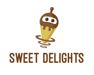 Robot Chocolate Ice Cream logo design