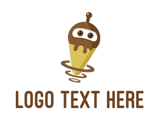 Robot Chocolate Ice Cream Logo