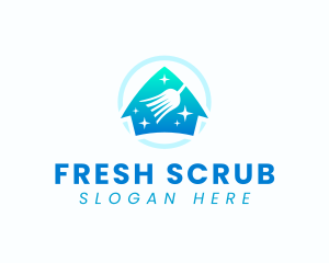 Scrub - Home Sparkle Clean Broom logo design