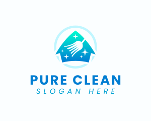 Home Sparkle Clean Broom logo design