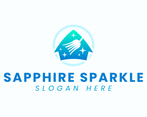 Home Sparkle Clean Broom logo design