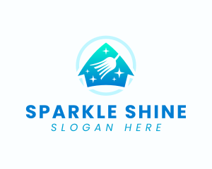 Home Sparkle Clean Broom logo design