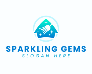 Home Sparkle Clean Broom logo design