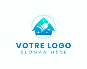 Cleaning - Home Sparkle Clean Broom logo design