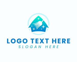 Shiny - Home Sparkle Clean Broom logo design