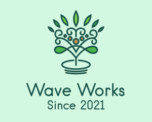 Wavy - Intricate Eco Plant logo design