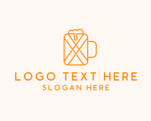 Line Art - Orange Beer Mug logo design