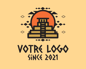 Civilization - Aztec Pyramid Structure logo design