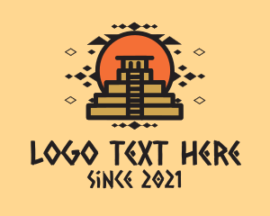 Native American - Aztec Pyramid Structure logo design