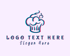 Glitch Cherry Cupcake Logo