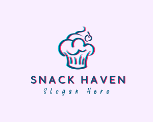 Glitch Cherry Cupcake logo design