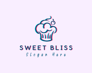 Glitch Cherry Cupcake logo design