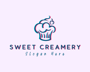 Glitch Cherry Cupcake logo design