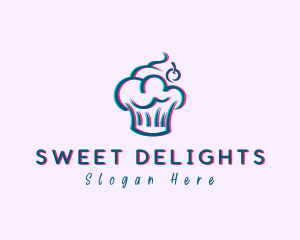 Glitch Cherry Cupcake logo design