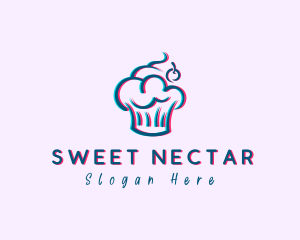 Glitch Cherry Cupcake logo design