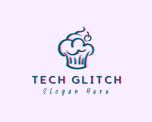 Glitch Cherry Cupcake logo design