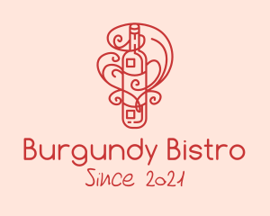 Burgundy - Swirly Liquor Bottle logo design