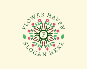 Circular Flower Leaf logo design