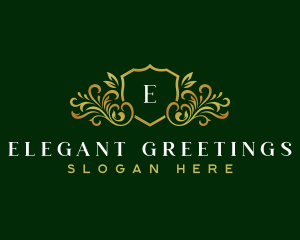 Luxury Florist Leaf Shield logo design