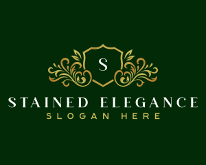 Luxury Florist Leaf Shield logo design