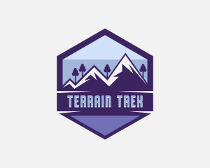 Hexagon Mountain Adventure Trek logo design