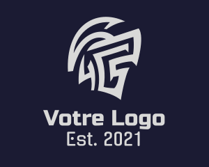 Villain - Gray Helmet Warrior logo design