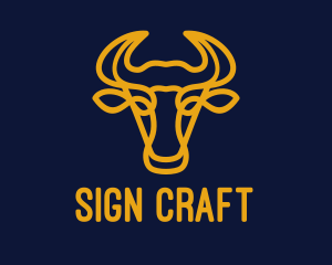 Yellow Bull Head logo design