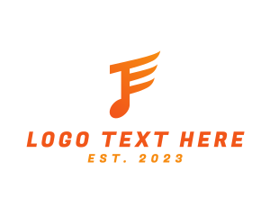 Orange Circle - Orange E Music Note logo design