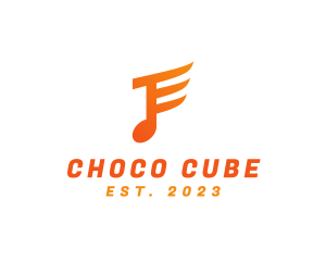 Singer - Orange E Music Note logo design