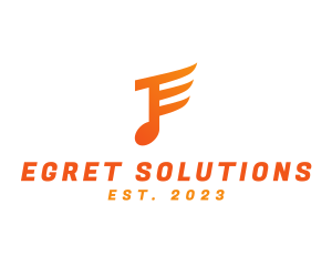 Orange E Music Note logo design