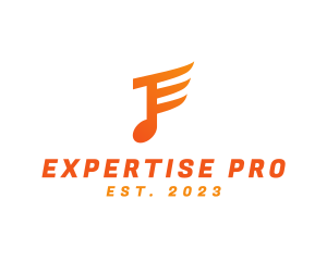 Orange E Music Note logo design