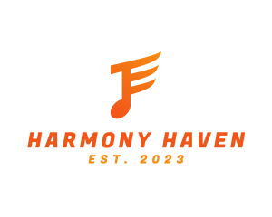 Harmony - Orange E Music Note logo design