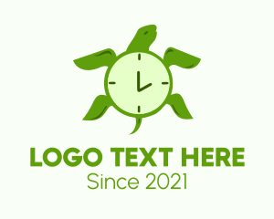 Time - Green Turtle Clock logo design